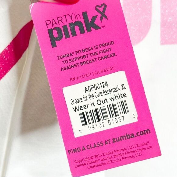 Zumba Women’s Party in Pink Breast Cancer Awareness Racerback Tank Top - Picture 6 of 12